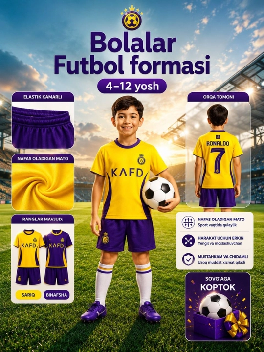 Bolalar futbol formasi 3 yoshdan 10 yoshgacha - 