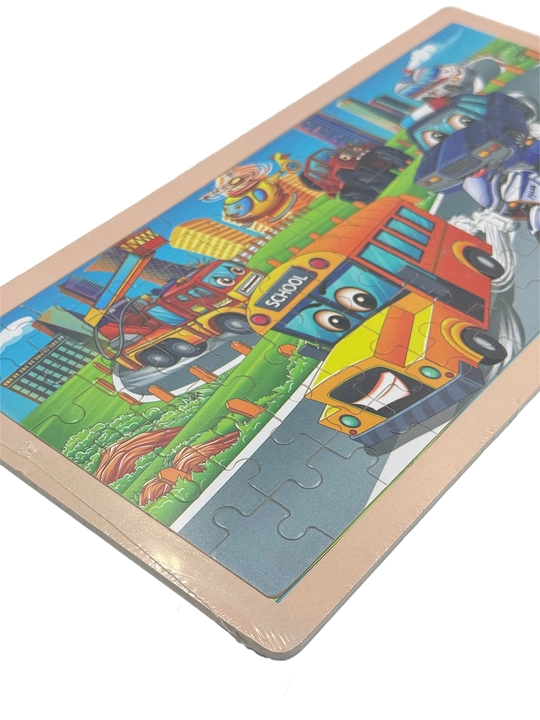 Yog‘och Transport Puzzle – Mashinalar va Maxsus Texnika Tasvirli Rivojlantiruvchi O‘yin
