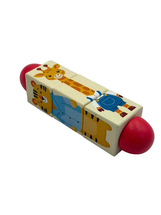 Yog‘och aylanuvchi boshqotirma kubik - hayvonlar bilan rivojlantiruvchi o‘yin
