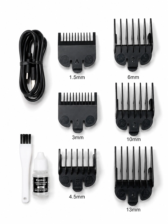 Professional soch olish mashinkasi Kemei KM-1551, trimmer, 6 ta nasadka bilan