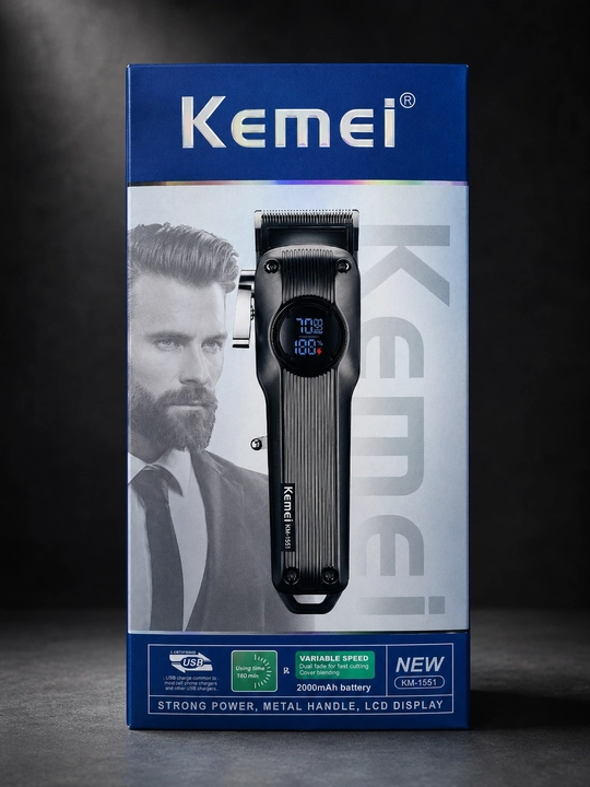 Профессиональная машинка для стрижки Kemei KM-1551, триммер для бороды и усов - 