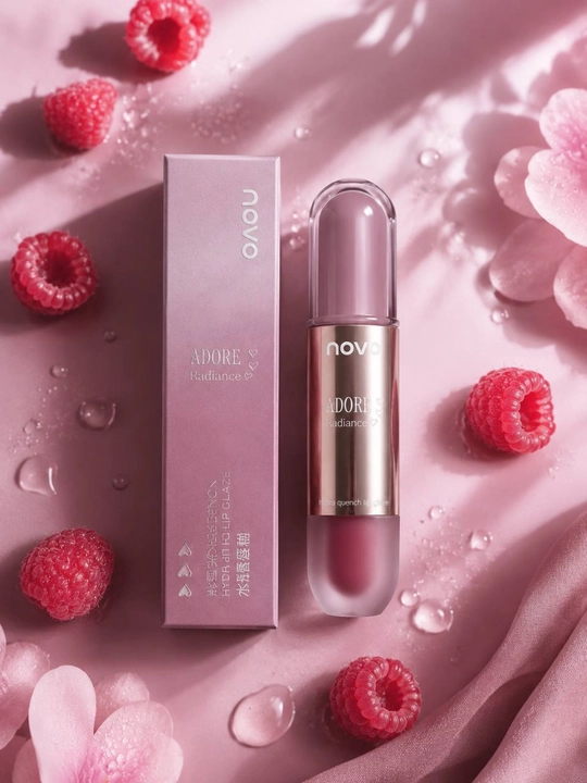 Novo Adore Radiance 470 va 018 ton namlovchi yaltiroq lip glaze tint uzoq saqlanuvchi