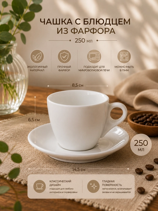 Chinni likopchali stakan, 250 ml - 
