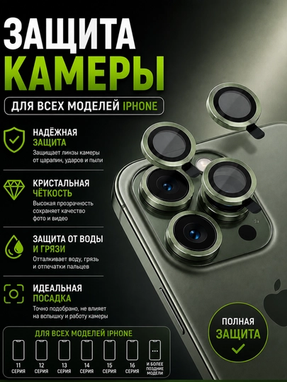 IPhone lar uchun kamera himoyasi 11, 11 Pro, 12 Pro, 13 Pro, 14 Pro, 15 Pro, 16-17 Pro Max
