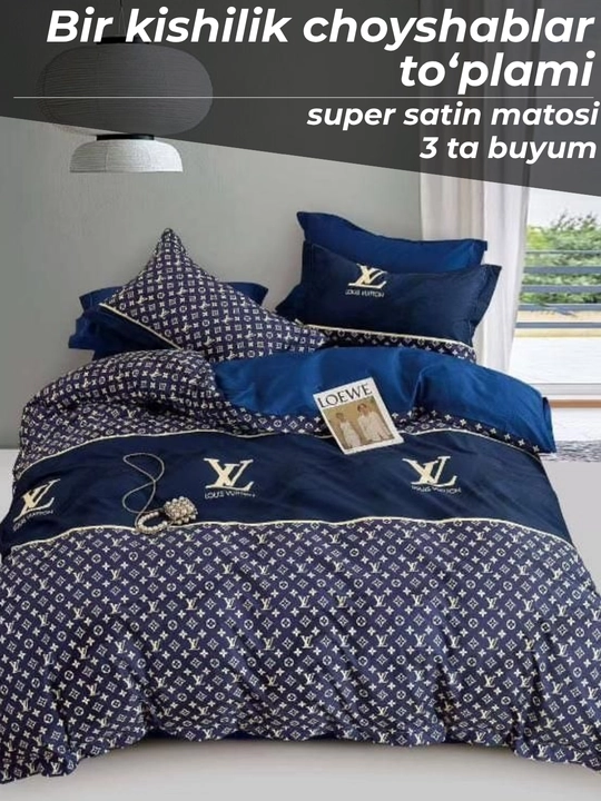 Super satin choyshablar to'plami 4 buyumlik ikki kishilik va 3 buyumlik bir kishilik - 