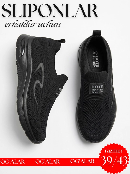 Erkaklar sliponlari, yengil, nafas oluvchi, yozgi, har kunlik qulay oyoq kiyim