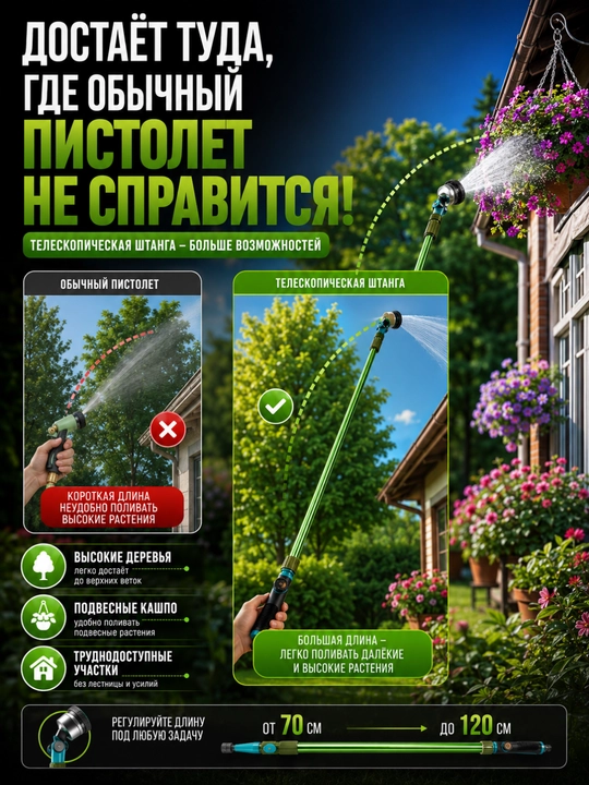 Поливочная штанга с телескопической ручкой