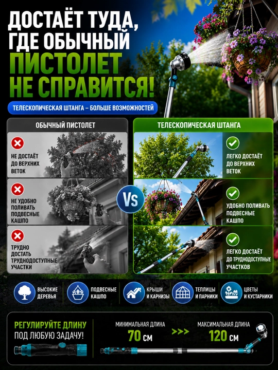 Поливочная штанга с телескопической ручкой