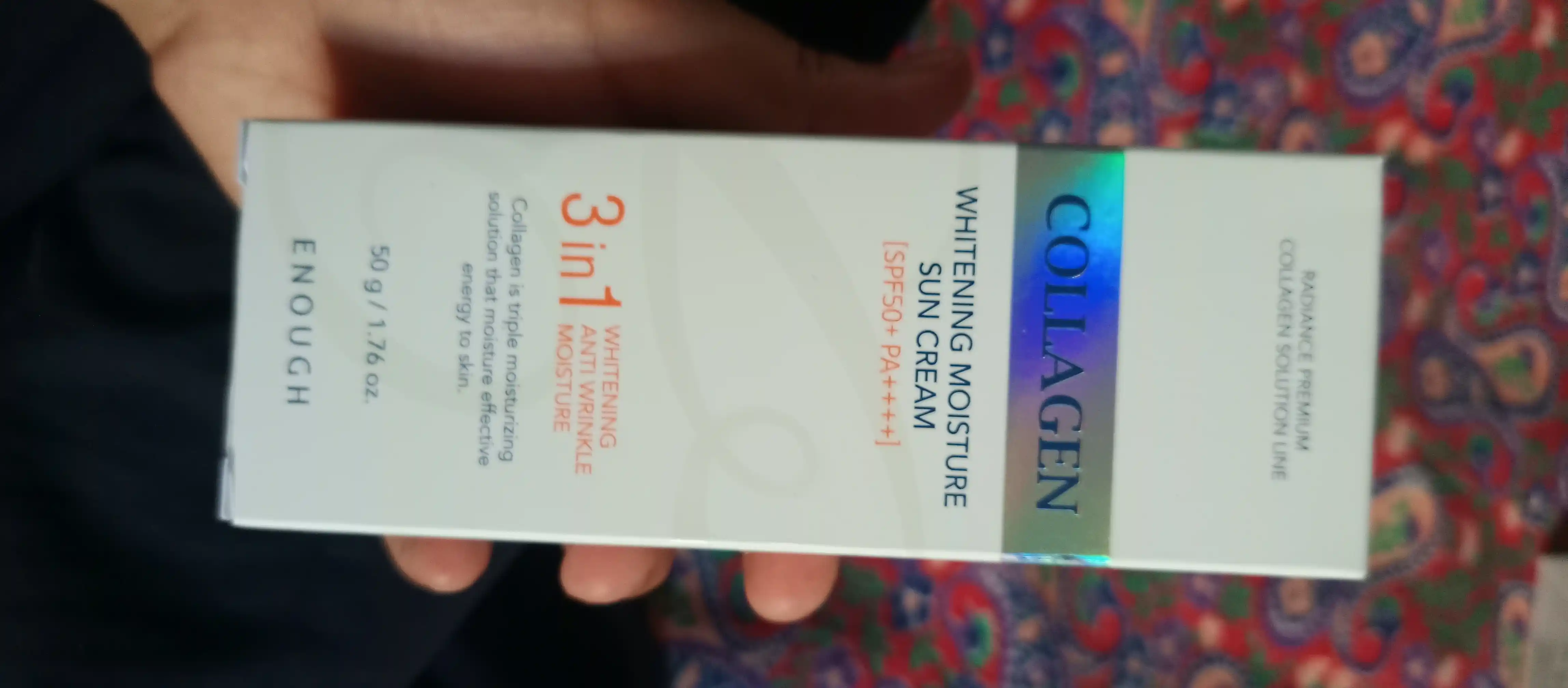 Солнцезащитный крем Enough 3 in 1 Whitening Sun Cream SPF50/PA+ с морским коллагеном, 50 мл