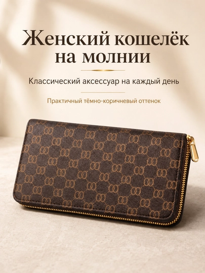 Кошелек женский длинный вместительный FORRIS HOME на молнии, портмоне для карт и купюр - 
