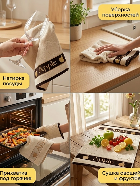 Набор кухонных полотенец, набор из 4 полотенец для рук, размер 30х50 см