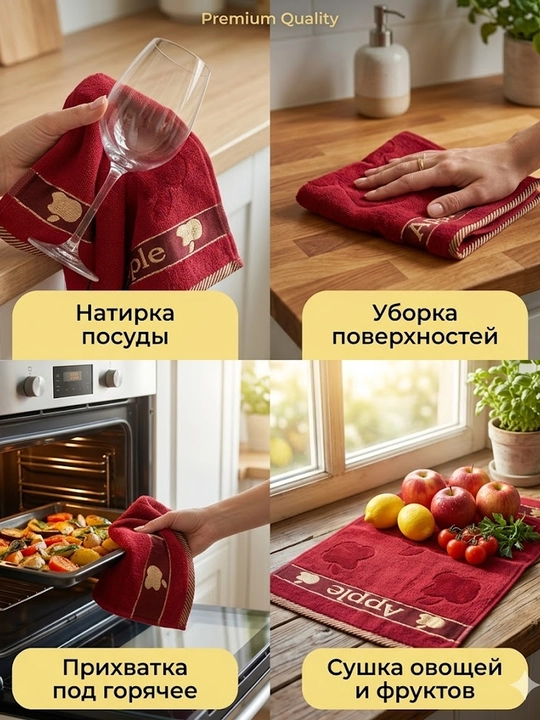 Набор кухонных полотенец, набор из 4 полотенец для рук, размер 30х50 см