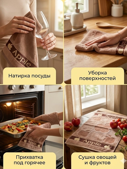 Набор кухонных полотенец, набор из 4 полотенец для рук, размер 30х50 см