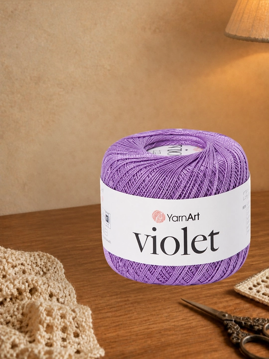 YarnArt Violet ipi, to‘qish uchun 100% merserizatsiyalangan paxta, 50g, 282m