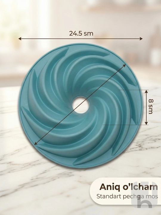 Keks qolip 24.5 sm spiral burama markaziy naychali silikon DB-9-15