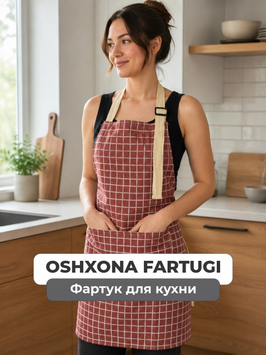 Oshxona fartugi cho'ntakli, minimalistik dizayn — model va ranglar tanlovi - 