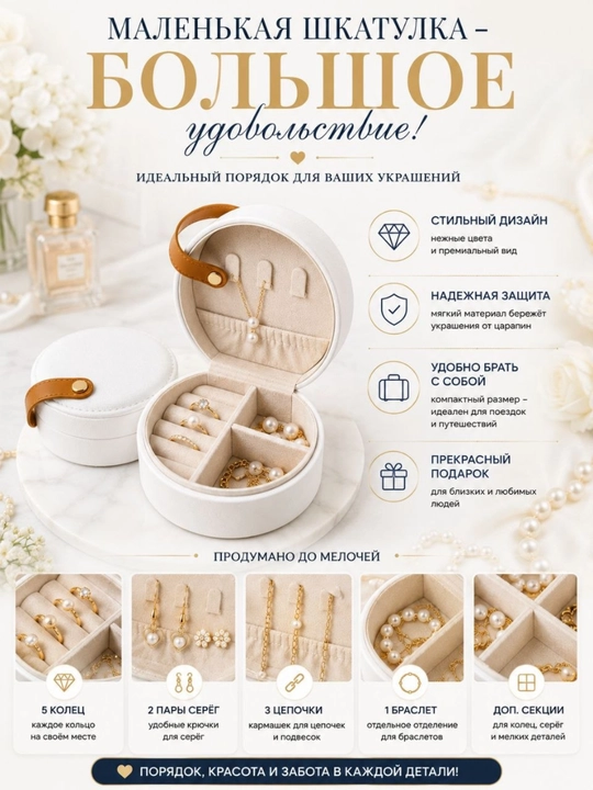 Шкатулка органайзер, для хранения ювелирных изделий, бижутерии, украшений