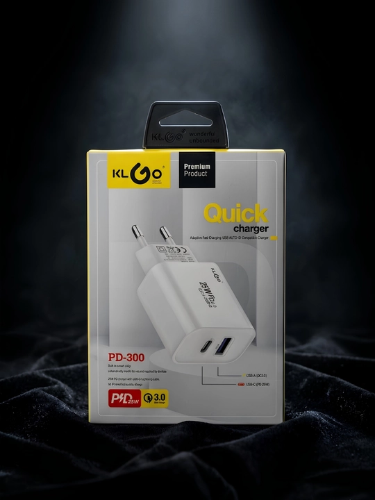 KLGO tez quvvatlash moslamasi zaryadchik USB - Type-C, kabel bilan