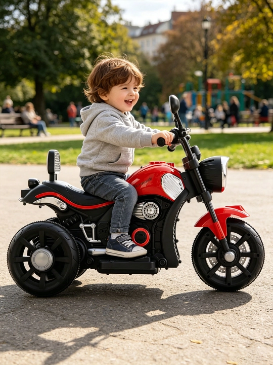 Bolalar elektr uch g‘ildirakli mototsikl 6V4.5Ah, musiqa, USB, chiroq, 380 motor