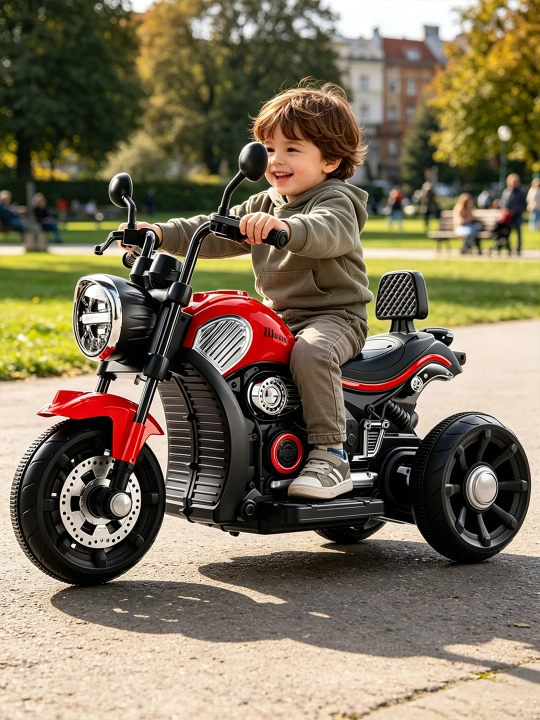Bolalar elektr uch g‘ildirakli mototsikl 6V4.5Ah, musiqa, USB, chiroq, 380 motor