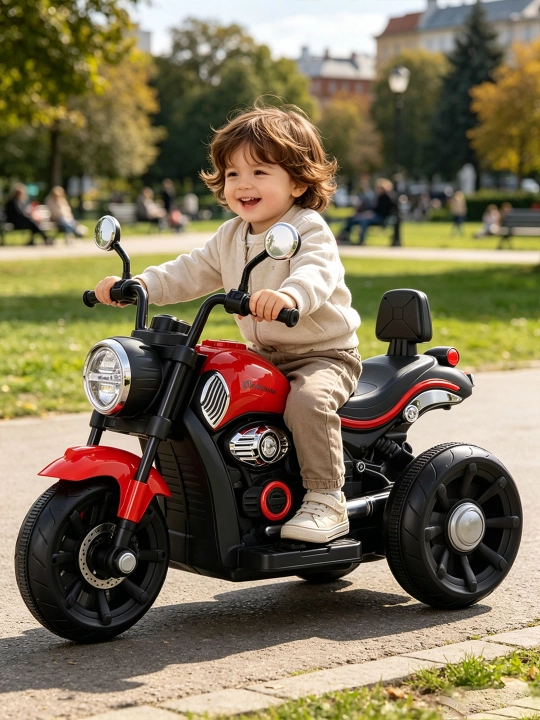 Bolalar elektr uch g‘ildirakli mototsikl 6V4.5Ah, musiqa, USB, chiroq, 380 motor