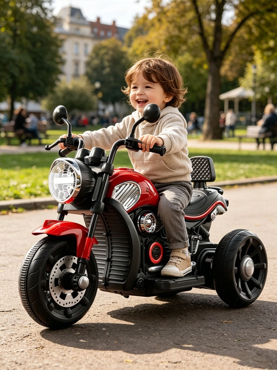 Bolalar elektr uch g‘ildirakli mototsikl 6V4.5Ah, musiqa, USB, chiroq, 380 motor