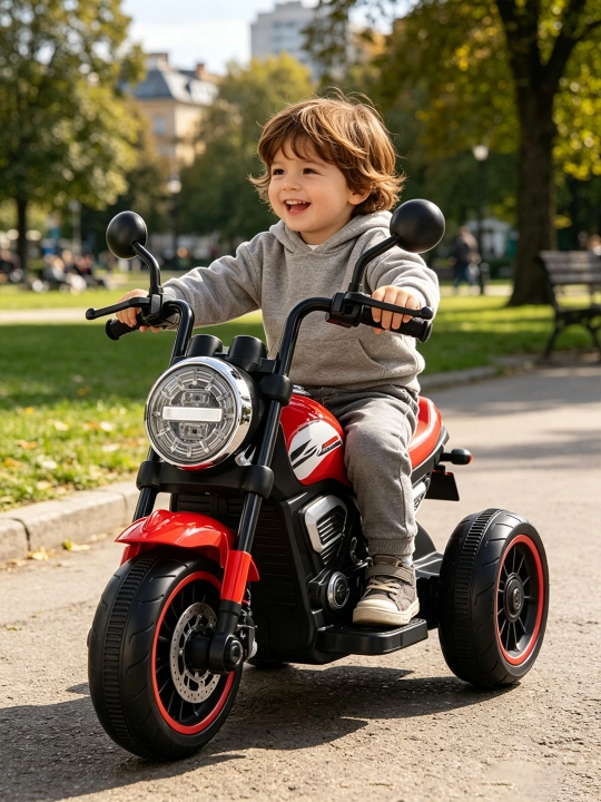 Bolalar elektr uch g‘ildirakli mototsikl 6V4.5Ah, musiqa, USB, chiroq, 380 motor