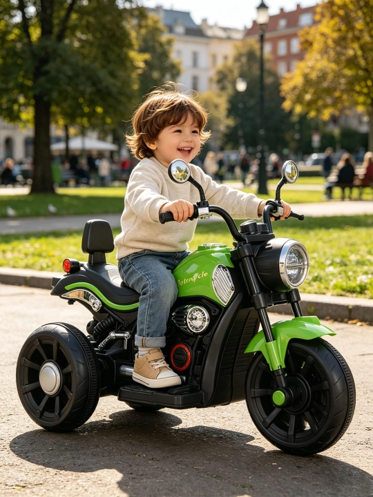 Bolalar elektr uch g‘ildirakli mototsikl 6V4.5Ah, musiqa, USB, chiroq, 380 motor