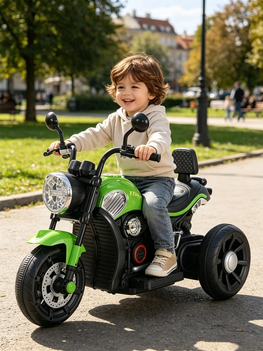 Bolalar elektr uch g‘ildirakli mototsikl 6V4.5Ah, musiqa, USB, chiroq, 380 motor