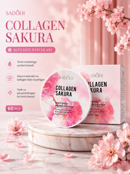 Патчи для области под глазами SADOER Collagen Sakura - 60 шт - 