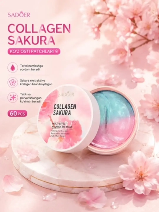 Патчи для области под глазами SADOER Collagen Sakura - 60 шт