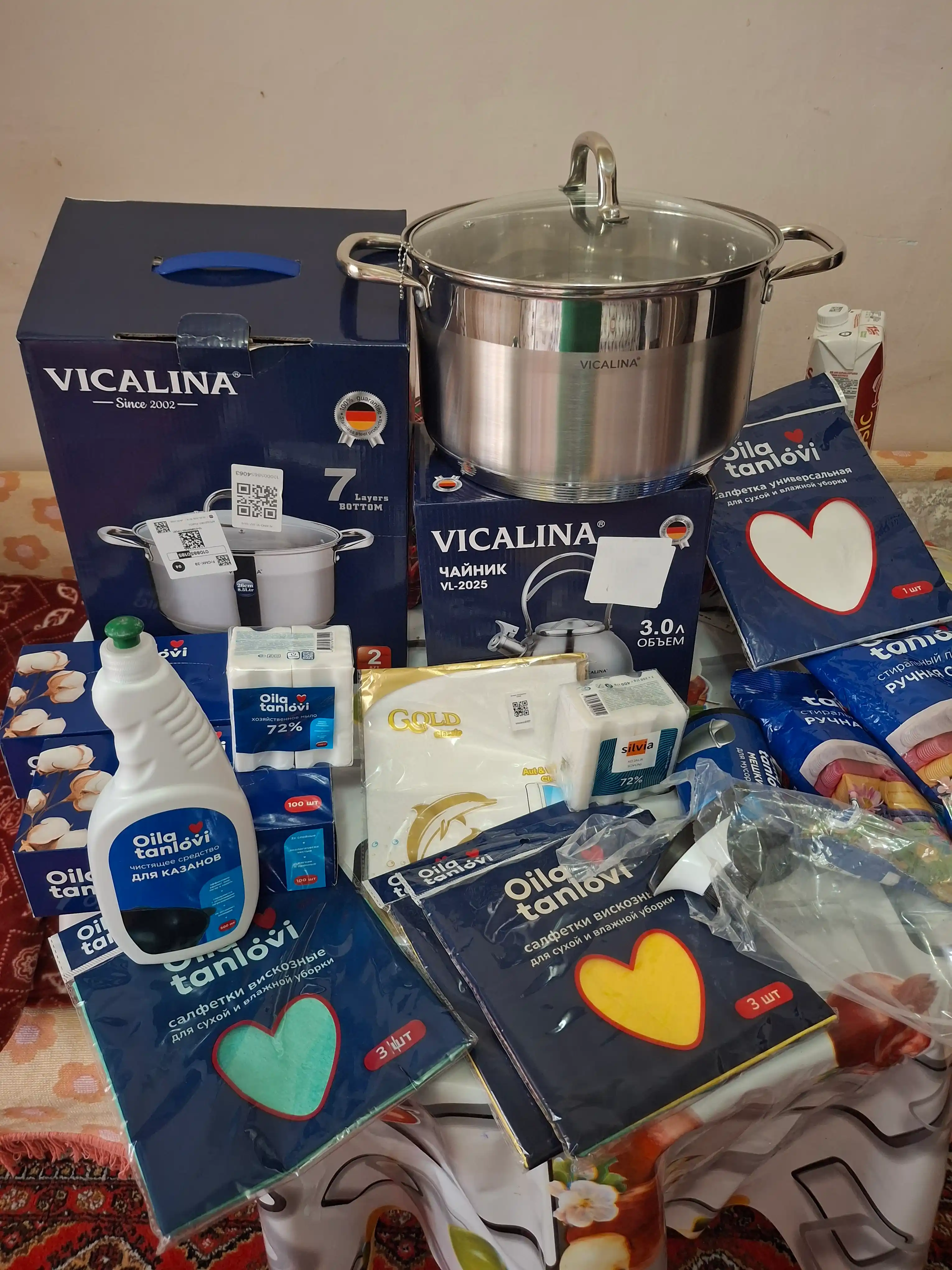Набор кастрюль из нержавеющей стали VICALINA, стеклянная кастрюля с крышкой