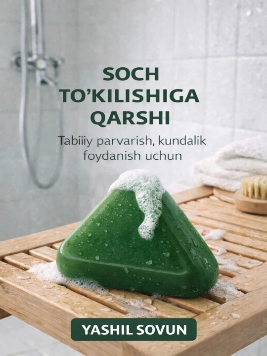 Sochni mustahkamlash uchun qattiq shampun–sovun vositasi - 