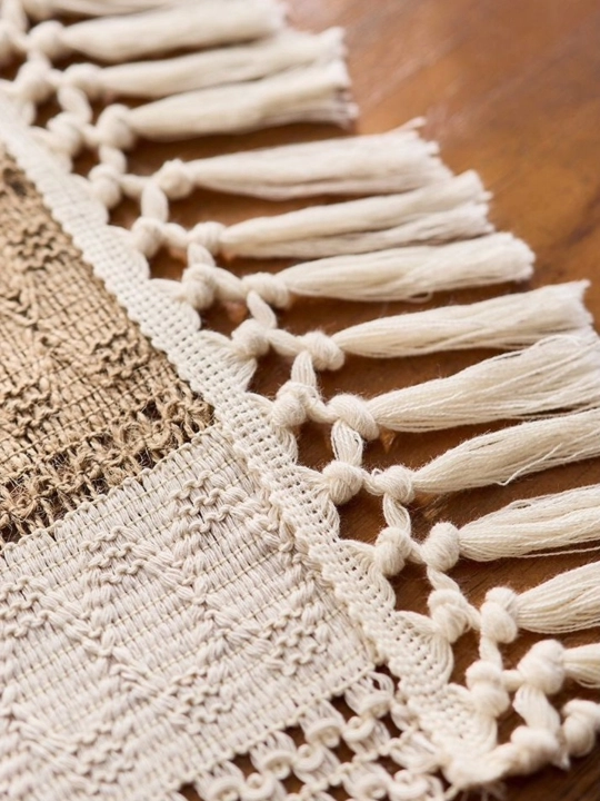 Stol dasturxoni, ranner, to'qima, paxta-ip aralash, tassel bezakli, 30x160sm