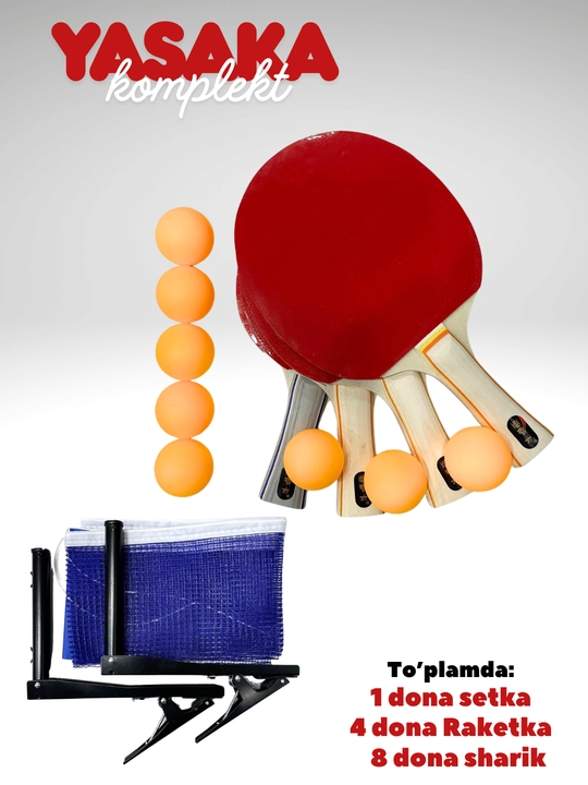To‘p, to‘r va raketkani o‘z ichiga olgan YASAKA stol tennisi to‘plami