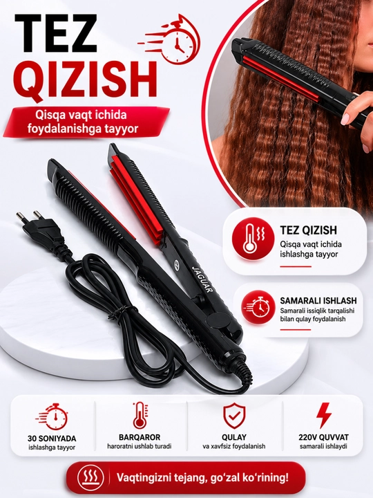 JAGUAR soch dazmoli, tekislovchi va gofre Styling qurilmasi