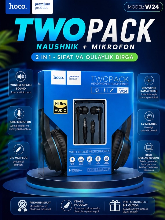 Simsiz Bluetooth naushniklar –  bass va stereo ovoz katta quloqchinlar, to'liq o'lchamda