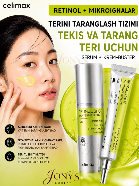 Celimax Retinol Shot: лифтинг-бустер и сыворотка, c ретинолом и микроиглами - 