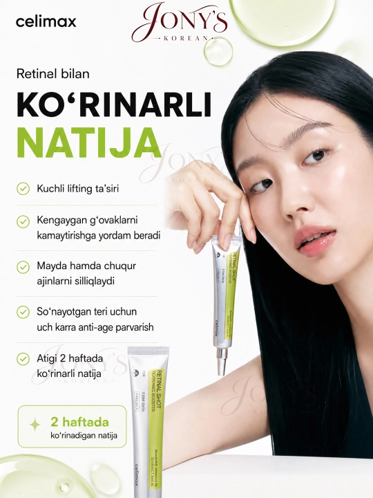 Celimax Retinol Shot: retinol va mikroignalar bilan-krem va zardob, teri tarangligi uchun