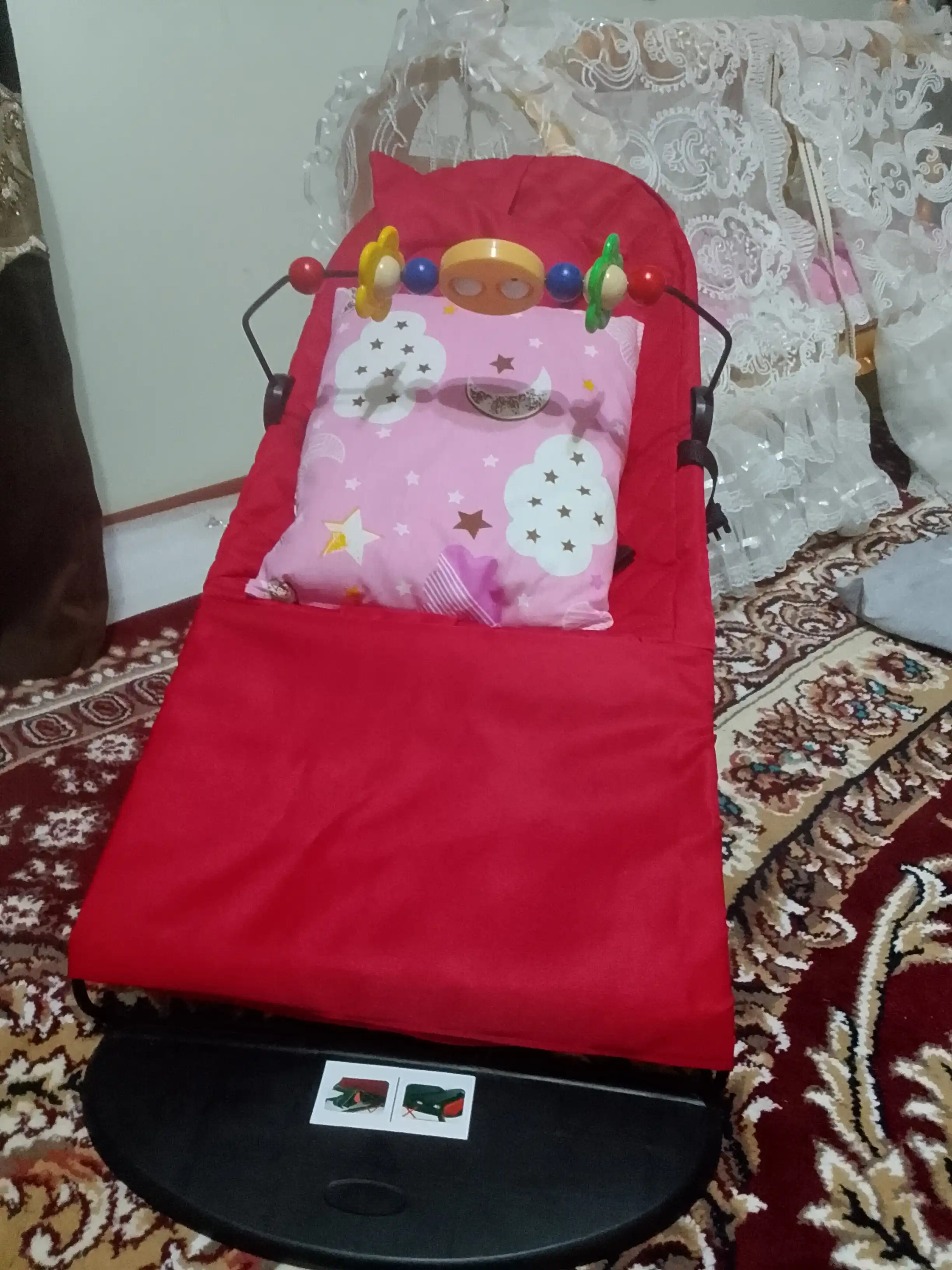 FIDGO bolalar shezlongi, buklanadigan, qiyaligi sozlanadi, kamarlar bilan
