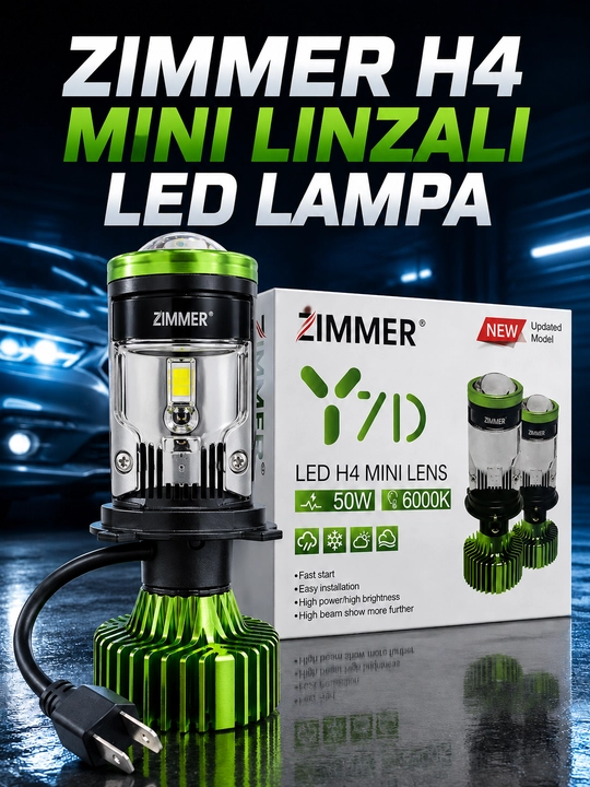Лампы Zimmer H4 LED с мини-линзой, свет 4300K и 6000K, Y7D, 2 штуки для передних фар - 