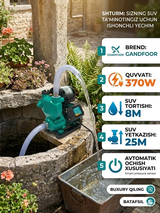 GANDFOOR 370W suv vakuum avtomatik nasosi - 
