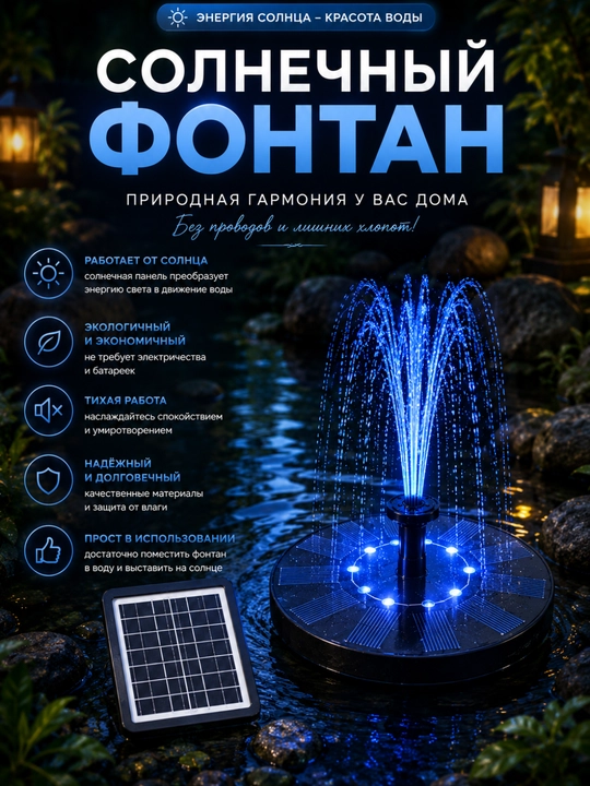 Декоративный фонтан на солнечной батарее - 