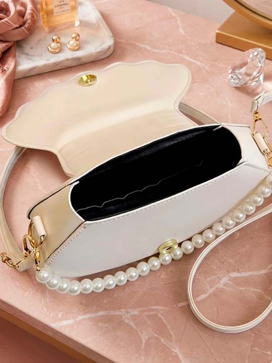 Ayollar uchun marvaridli chig'anoq shaklidagi yelka va crossbody sumka