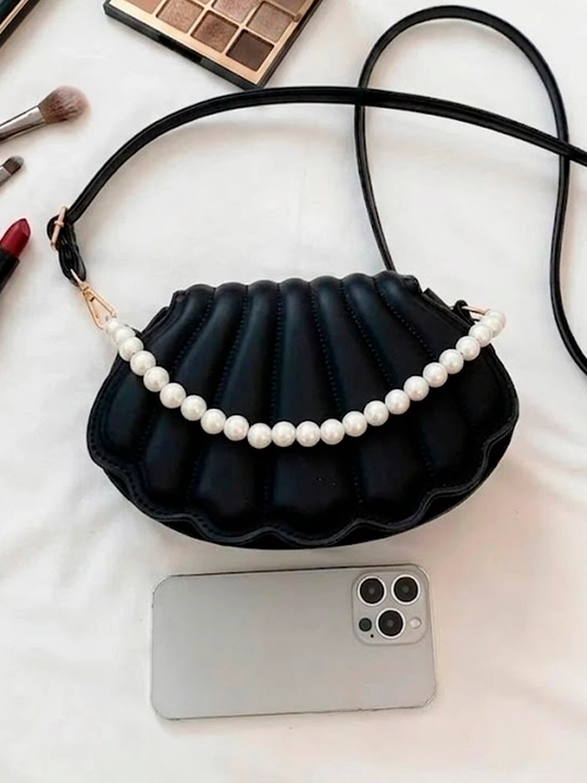 Ayollar uchun marvaridli chig'anoq shaklidagi yelka va crossbody sumka