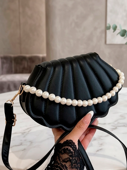 Ayollar uchun marvaridli chig'anoq shaklidagi yelka va crossbody sumka