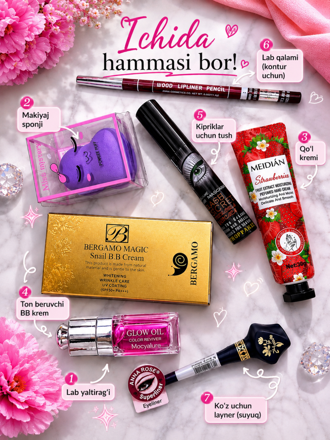 Подарочный Beauty Box для девушек 7 в 1, косметический набор