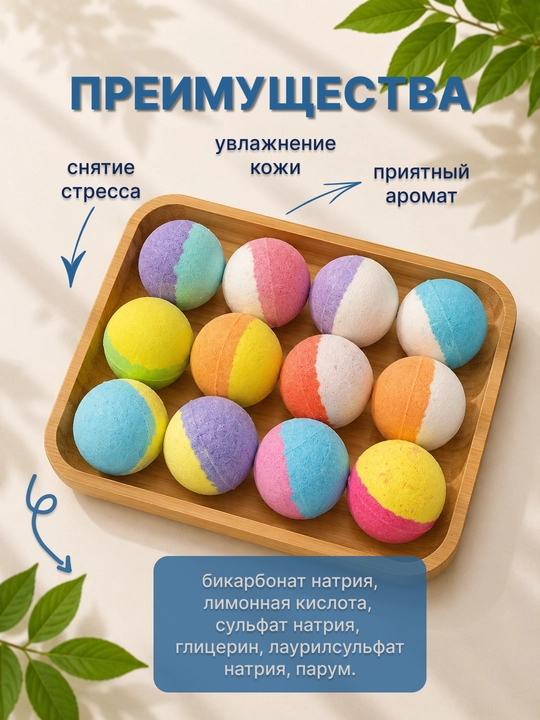 Подарочный набор бомбочек для ванны 12 шт с сюрпризом для детей