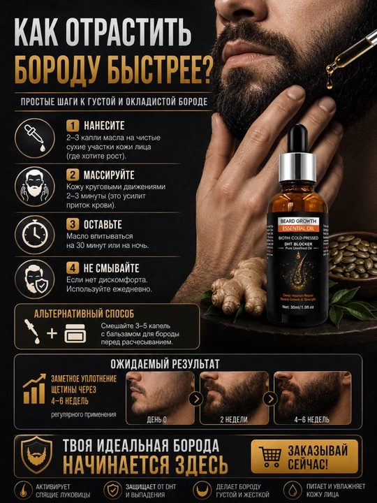 Soch va soqol uchun biotinli serum, DHT Blocker, o'sish va zichlik uchun, 30 ml