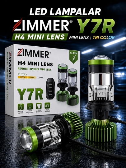 Автолампы Zimmer Y7R H4 с мини-линзой, тремя режимами света и пультом — ROYALPL-ZIMMER7R